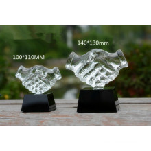 Glass Hand Award Business Gifts Shaking Hands Crystal Trophy